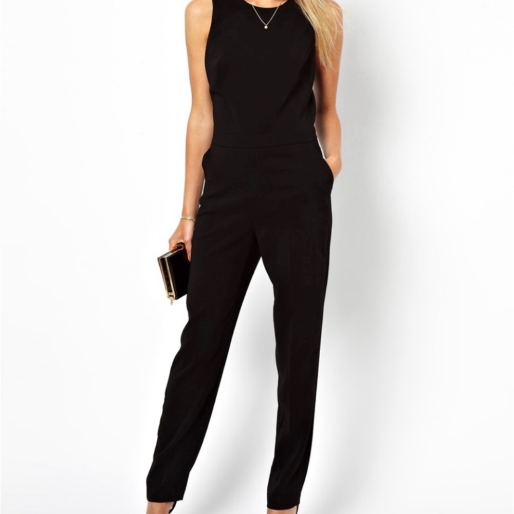 ASOS Black Open Back Romper 0